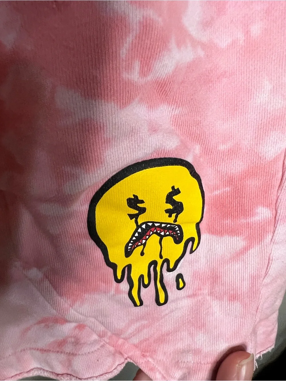 Sprayground Pink Tie Dye Limited Edition Terry Raw Hem Step Hem Mens Shorts
